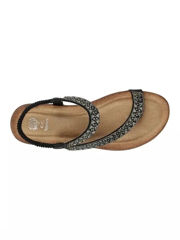 Женские асимметричные сандалии на плоской подошве Reille с украшениями GC Shoes — изображение 4 из 5, черный