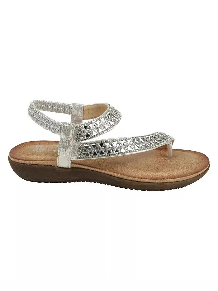 Женские асимметричные сандалии на плоской подошве Reille с украшениями GC Shoes — изображение 2 из 5, серебряный