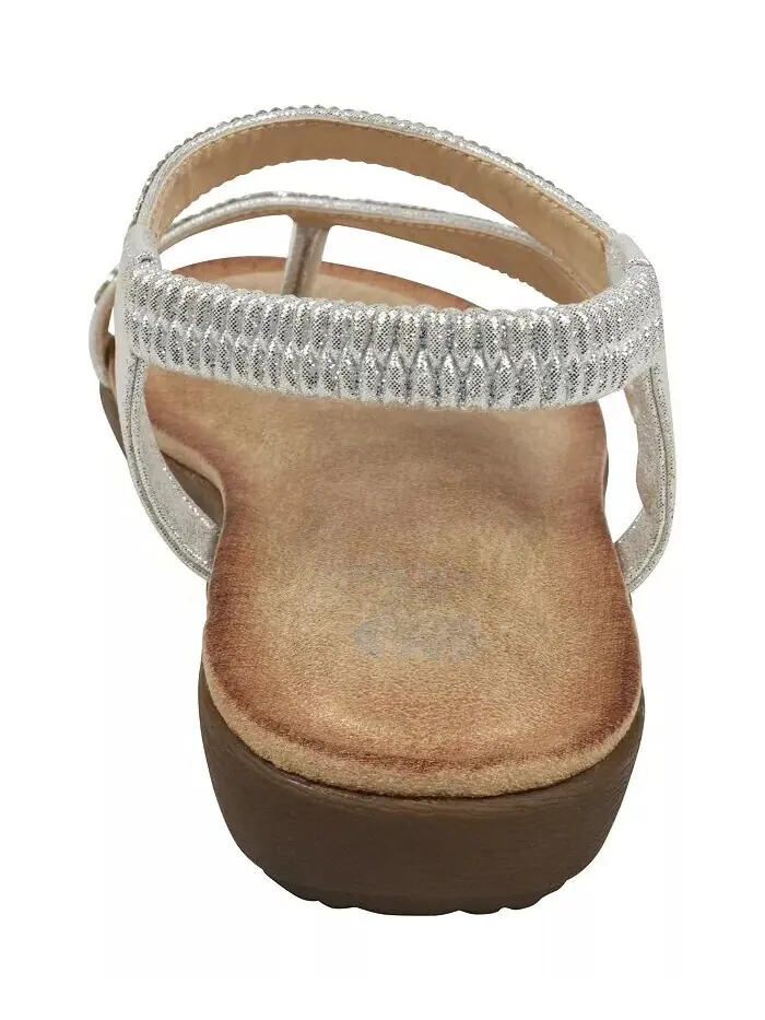 Женские асимметричные сандалии на плоской подошве Reille с украшениями GC Shoes — изображение 3 из 5, серебряный