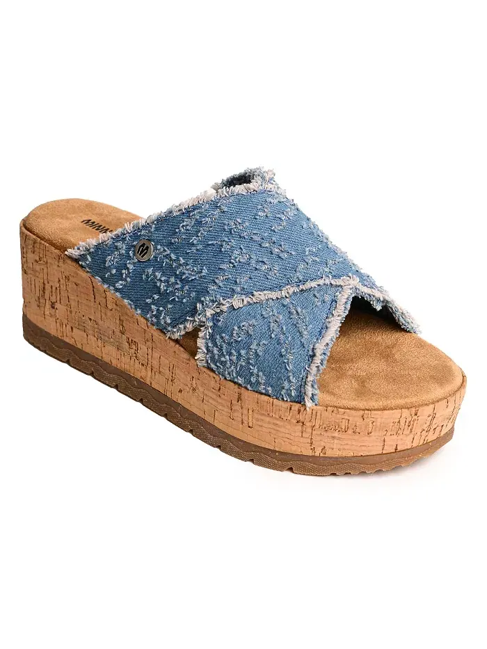 Женские босоножки-котурны Posey Crossband Minnetonka — изображение 1 из 3, синий джинсовый синий