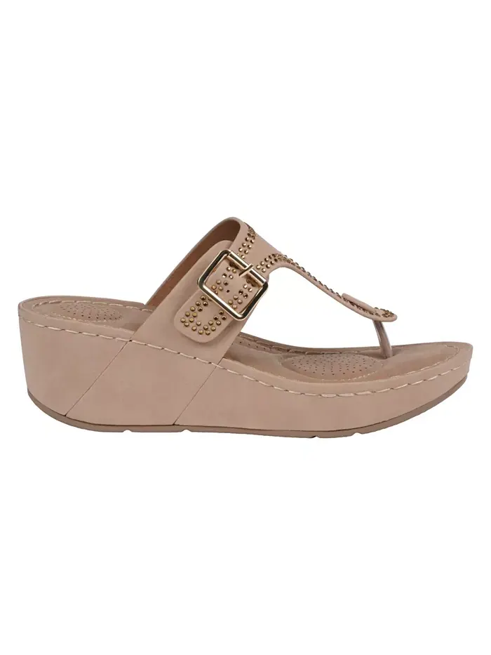 Женские босоножки-танкетки Alani с декоративными элементами GC Shoes — изображение 2 из 5, бежевый