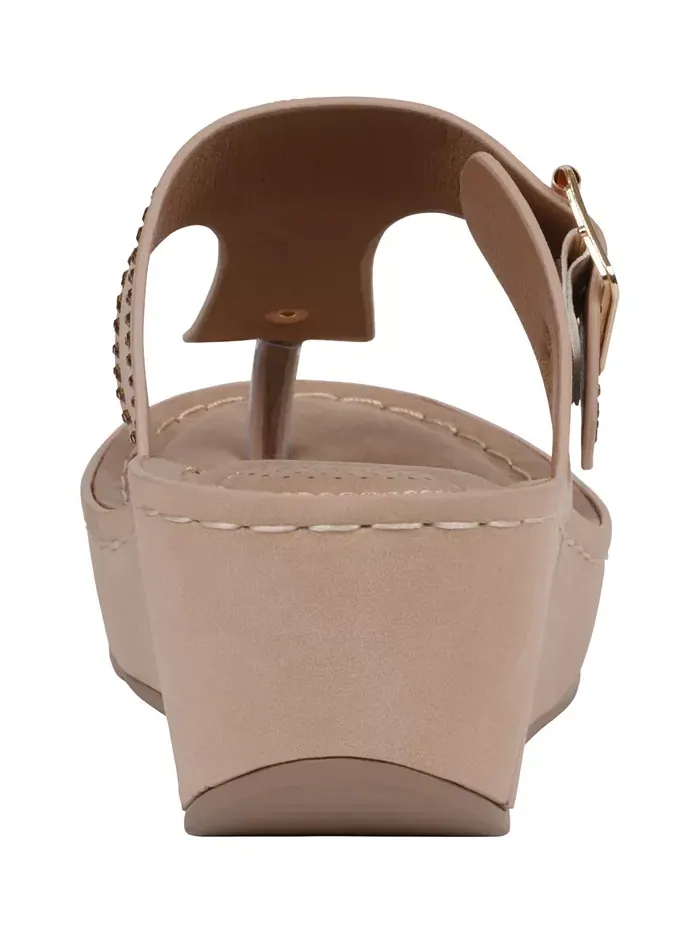 Женские босоножки-танкетки Alani с декоративными элементами GC Shoes — изображение 3 из 5, бежевый