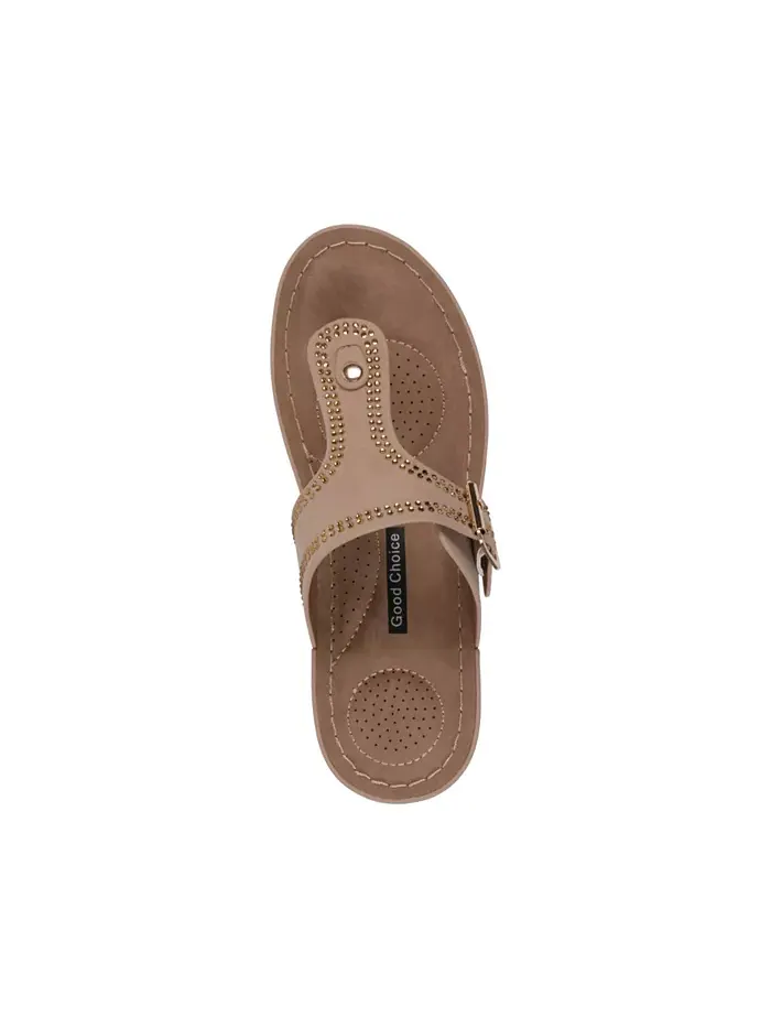 Женские босоножки-танкетки Alani с декоративными элементами GC Shoes — изображение 4 из 5, бежевый