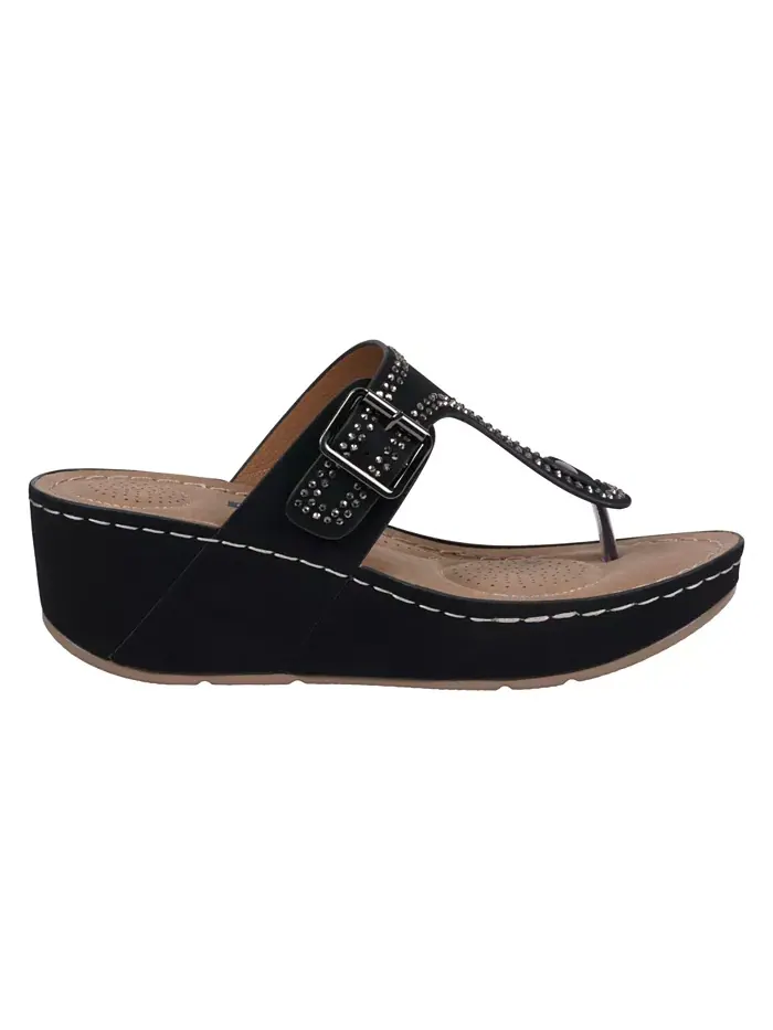 Женские босоножки-танкетки Alani с декоративными элементами GC Shoes — изображение 2 из 5, черный