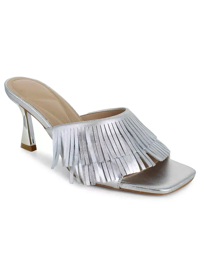 Женские сандалии-слипоны Darby Fringe Kenneth Cole New York — изображение 1 из 7, серебряный