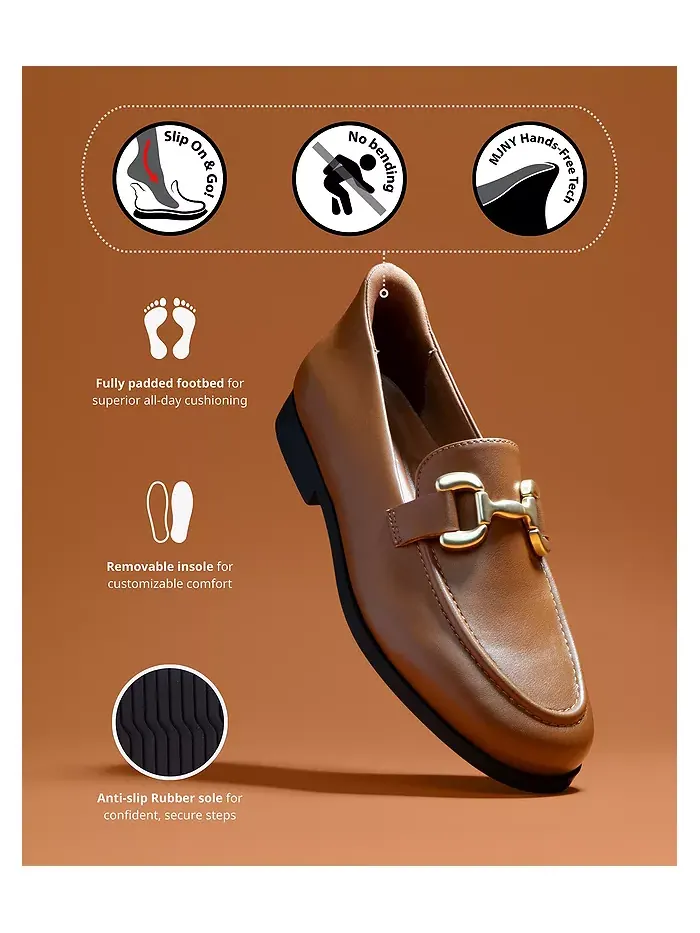 Женские лоферы Avery Street с технологией Hands-Free Slip On Marc Joseph New York — изображение 2 из 7, коньячный