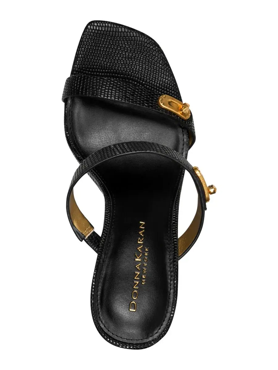 Босоножки с квадратным носком на каблуке-шпильке Donna Karan New York — изображение 4 из 5, черный
