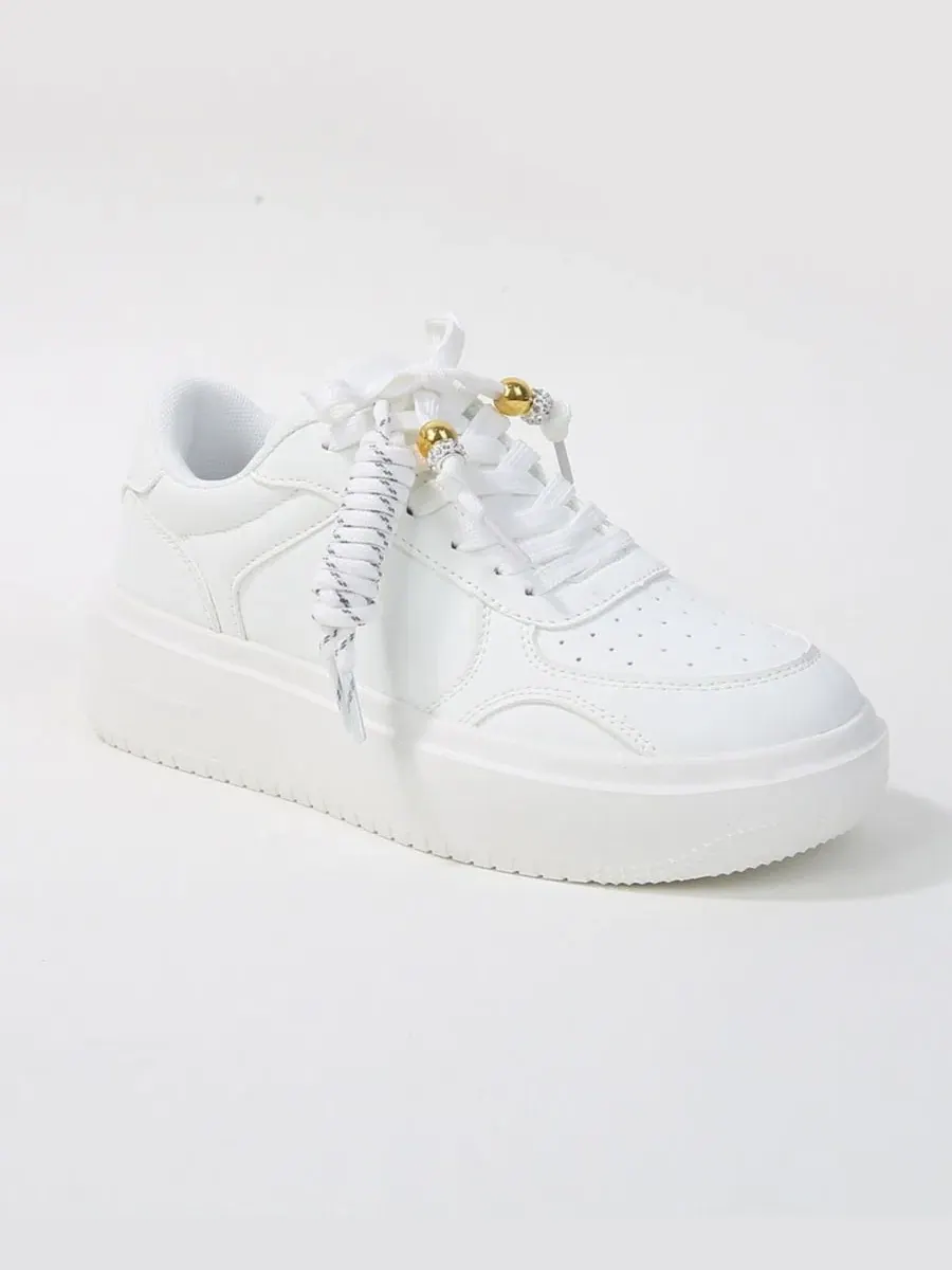 Кроссовки на платформе с контрастными акцентами Larra Platform Lace Up BERNESS — изображение 1 из 6, белый