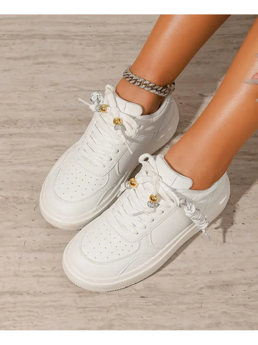 Кроссовки на платформе с контрастными акцентами Larra Platform Lace Up BERNESS — изображение 6 из 6, белый