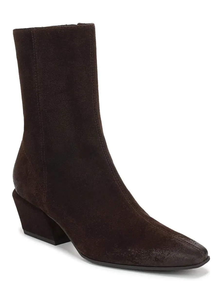 Ботильоны женские Harmony Zipper Short на каблуке Sam Edelman, Espresso Bean Suede — изображение 1 из 5, бежевый