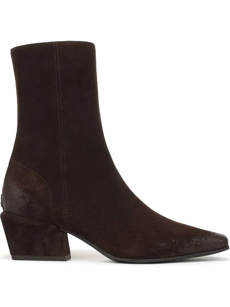 Ботильоны женские Harmony Zipper Short на каблуке Sam Edelman, Espresso Bean Suede — изображение 2 из 5, бежевый