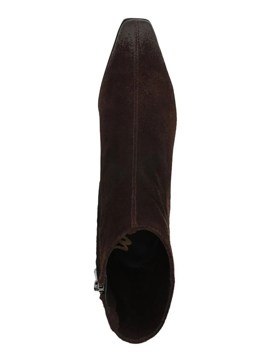 Ботильоны женские Harmony Zipper Short на каблуке Sam Edelman, Espresso Bean Suede — изображение 4 из 5, бежевый