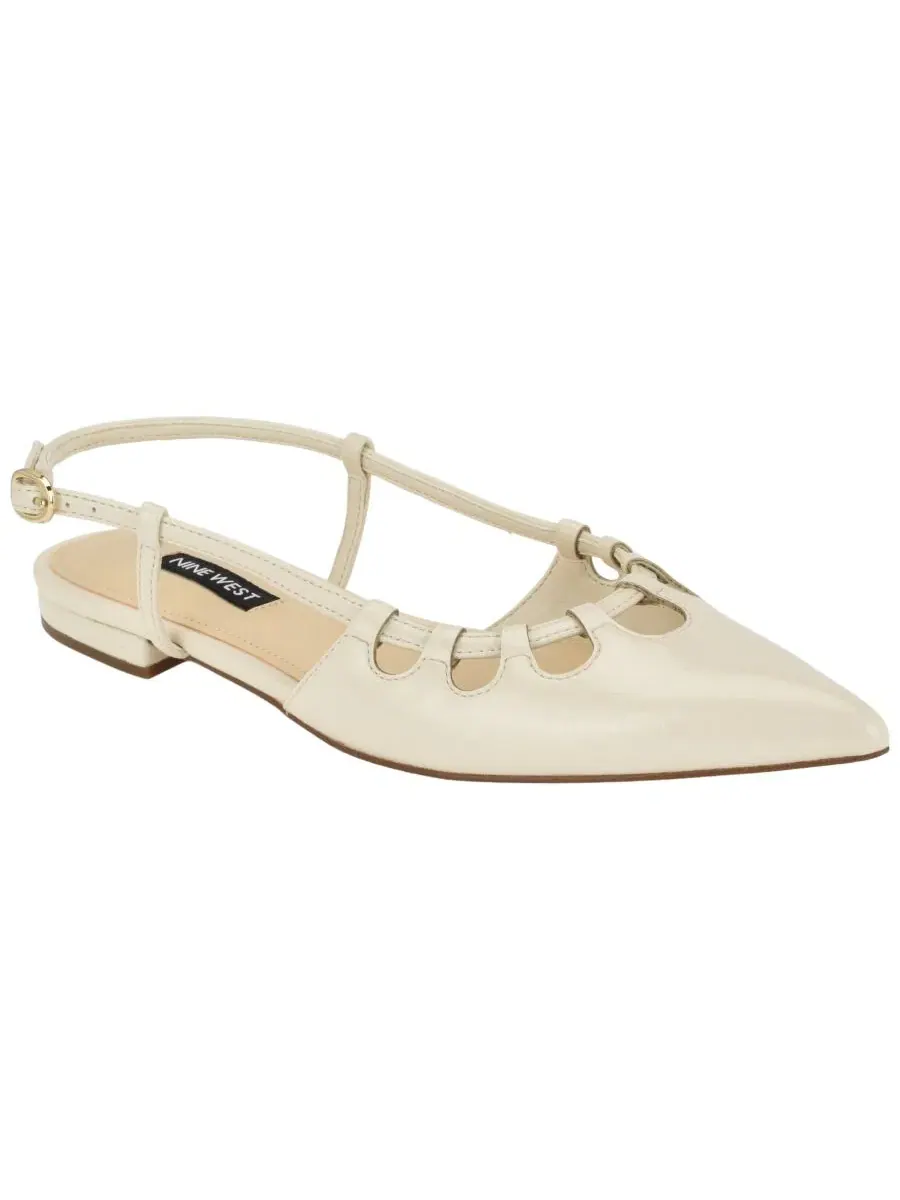 Туфли-лодочки с открытой пяткой и фигурным вырезом Harra Nine West — изображение 1 из 5, кремовый