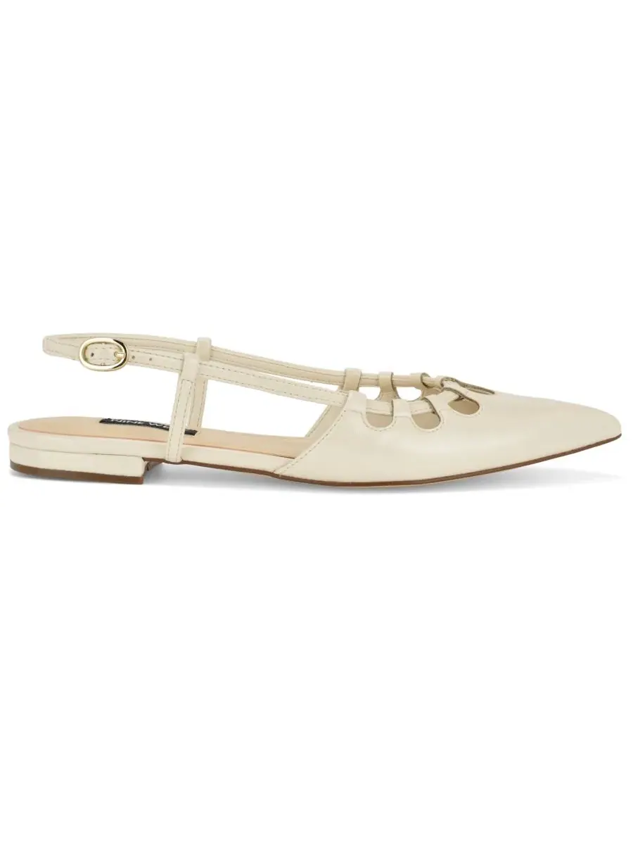 Туфли-лодочки с открытой пяткой и фигурным вырезом Harra Nine West — изображение 2 из 5, кремовый