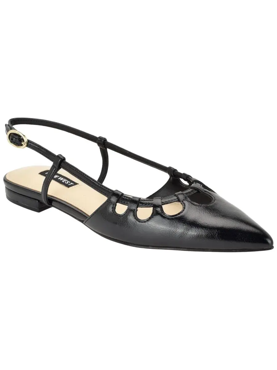 Балетки с фигурным краем и ремешком-пяткой Harra Nine West — изображение 1 из 5, черный