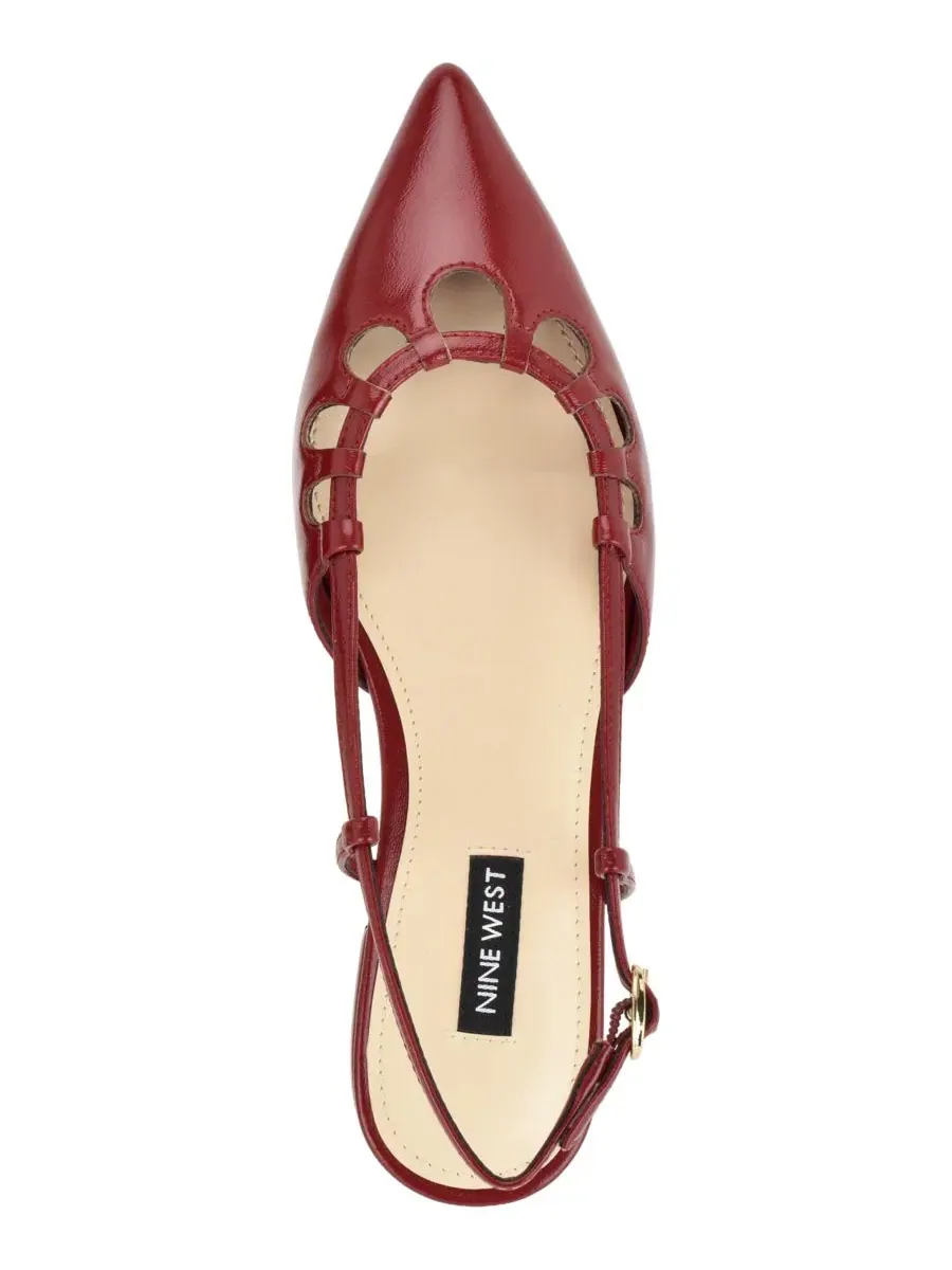 Женские туфли-лодочки с открытой пяткой и фигурным вырезом, модель Harra Nine West — изображение 4 из 5, красный