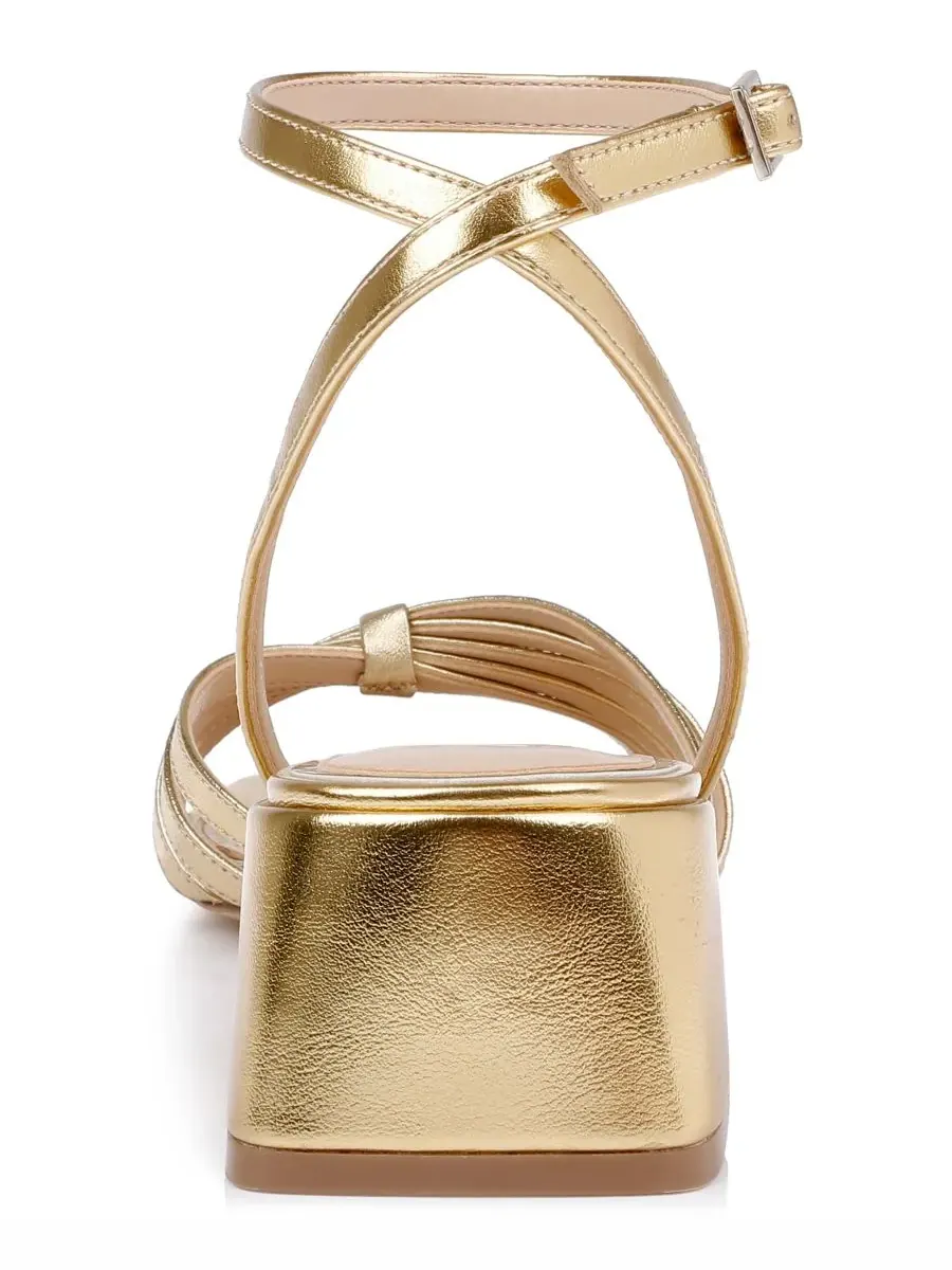 Женские сандалии Pasco с квадратным носком Jewel Badgley Mischka, золото leather — изображение 3 из 5, золотистый