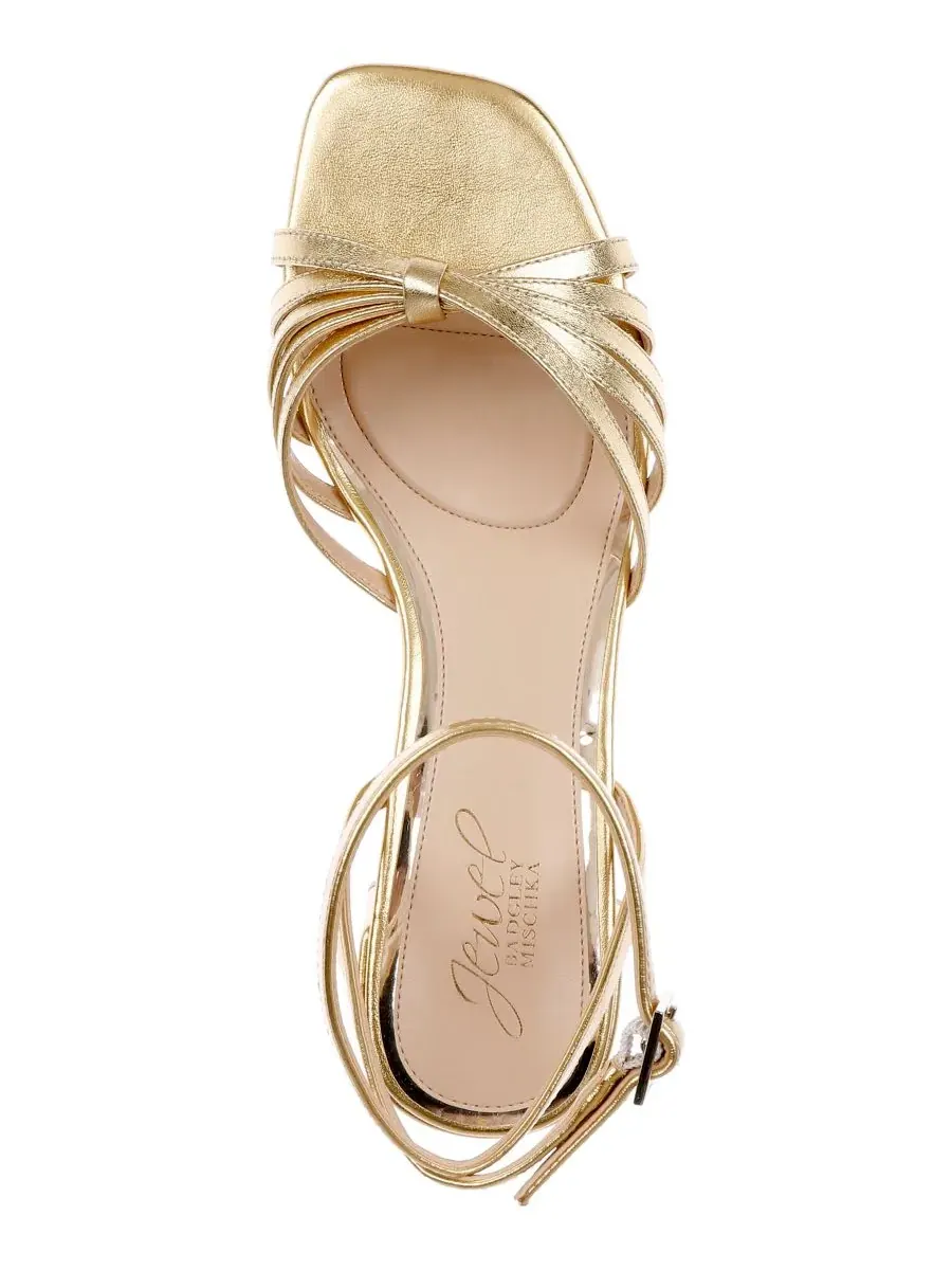Женские сандалии Pasco с квадратным носком Jewel Badgley Mischka, золото leather — изображение 4 из 5, золотистый
