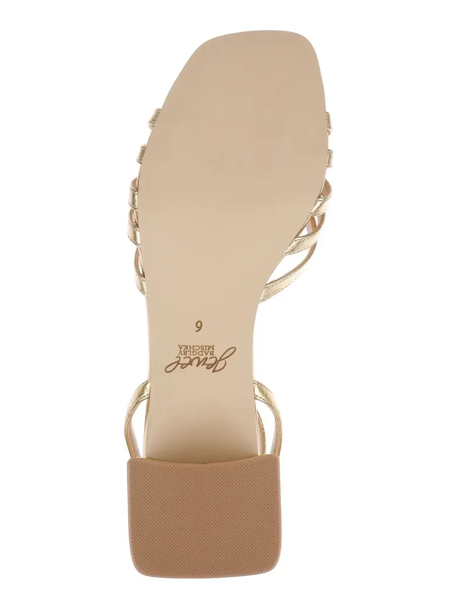 Женские сандалии Pasco с квадратным носком Jewel Badgley Mischka, золото leather — изображение 5 из 5, золотистый