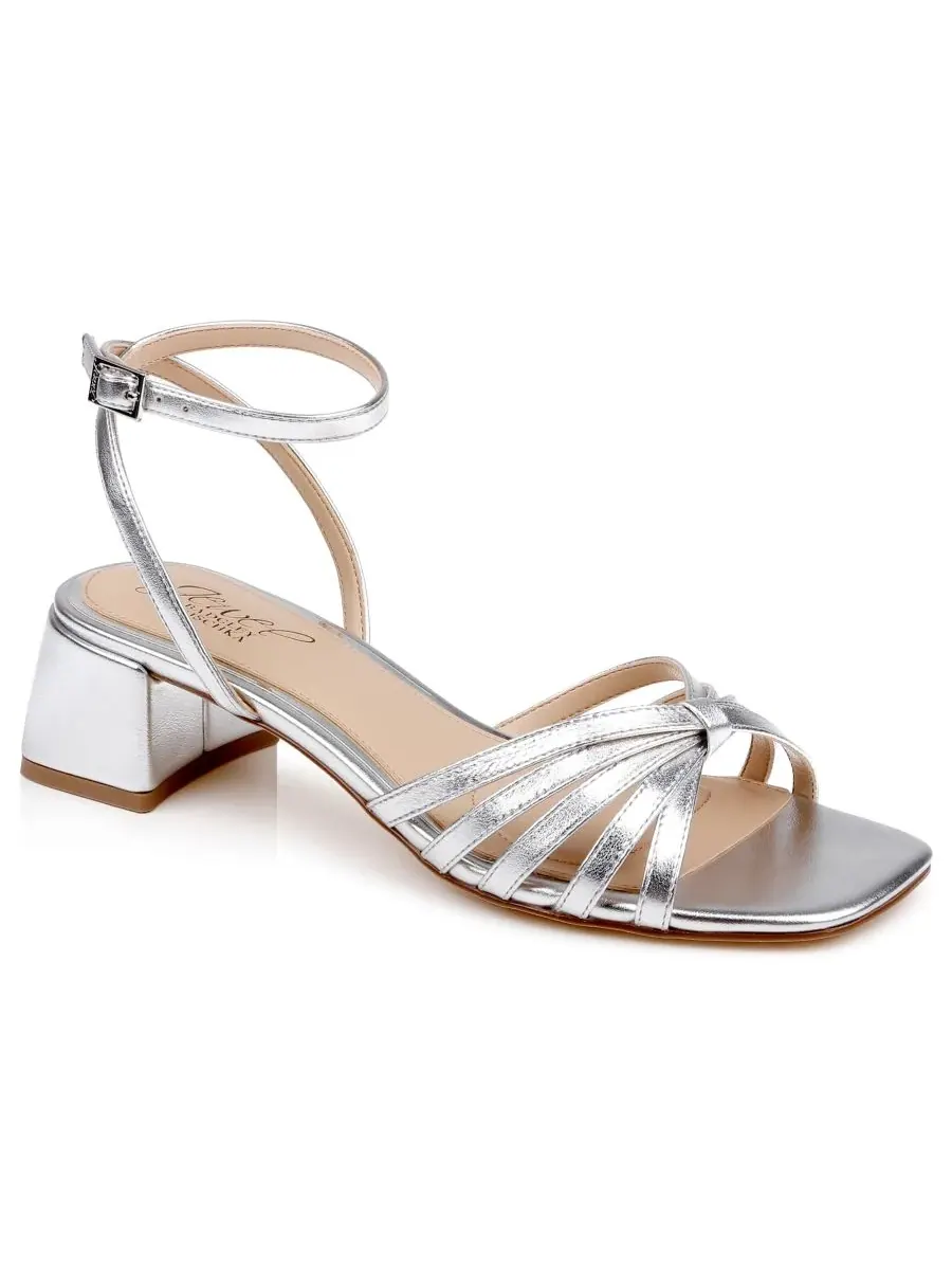 Женские сандалии Pasco с квадратным носком Jewel Badgley Mischka, серебро leather — изображение 1 из 5, серебристый