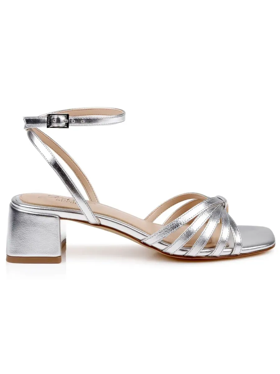 Женские сандалии Pasco с квадратным носком Jewel Badgley Mischka, серебро leather — изображение 2 из 5, серебристый