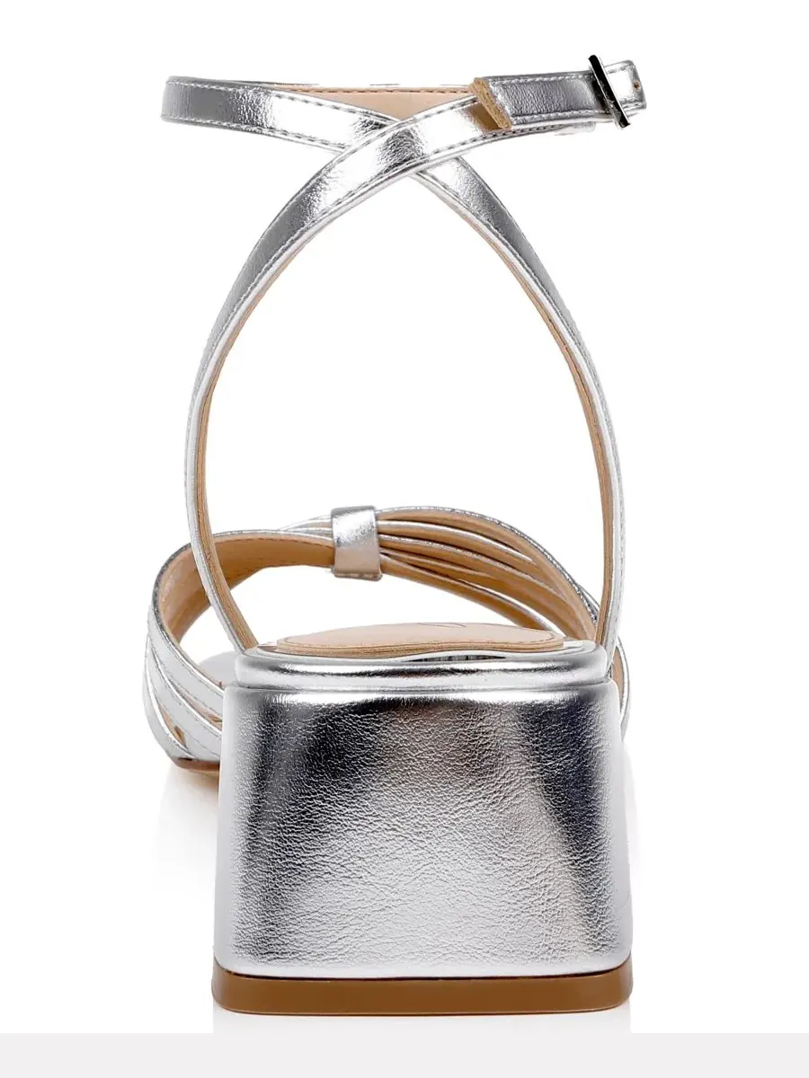 Женские сандалии Pasco с квадратным носком Jewel Badgley Mischka, серебро leather — изображение 3 из 5, серебристый