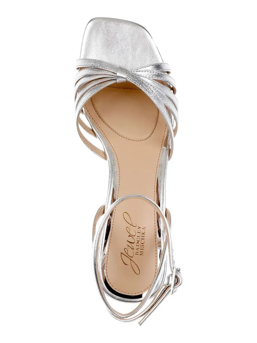 Женские сандалии Pasco с квадратным носком Jewel Badgley Mischka, серебро leather — изображение 4 из 5, серебристый