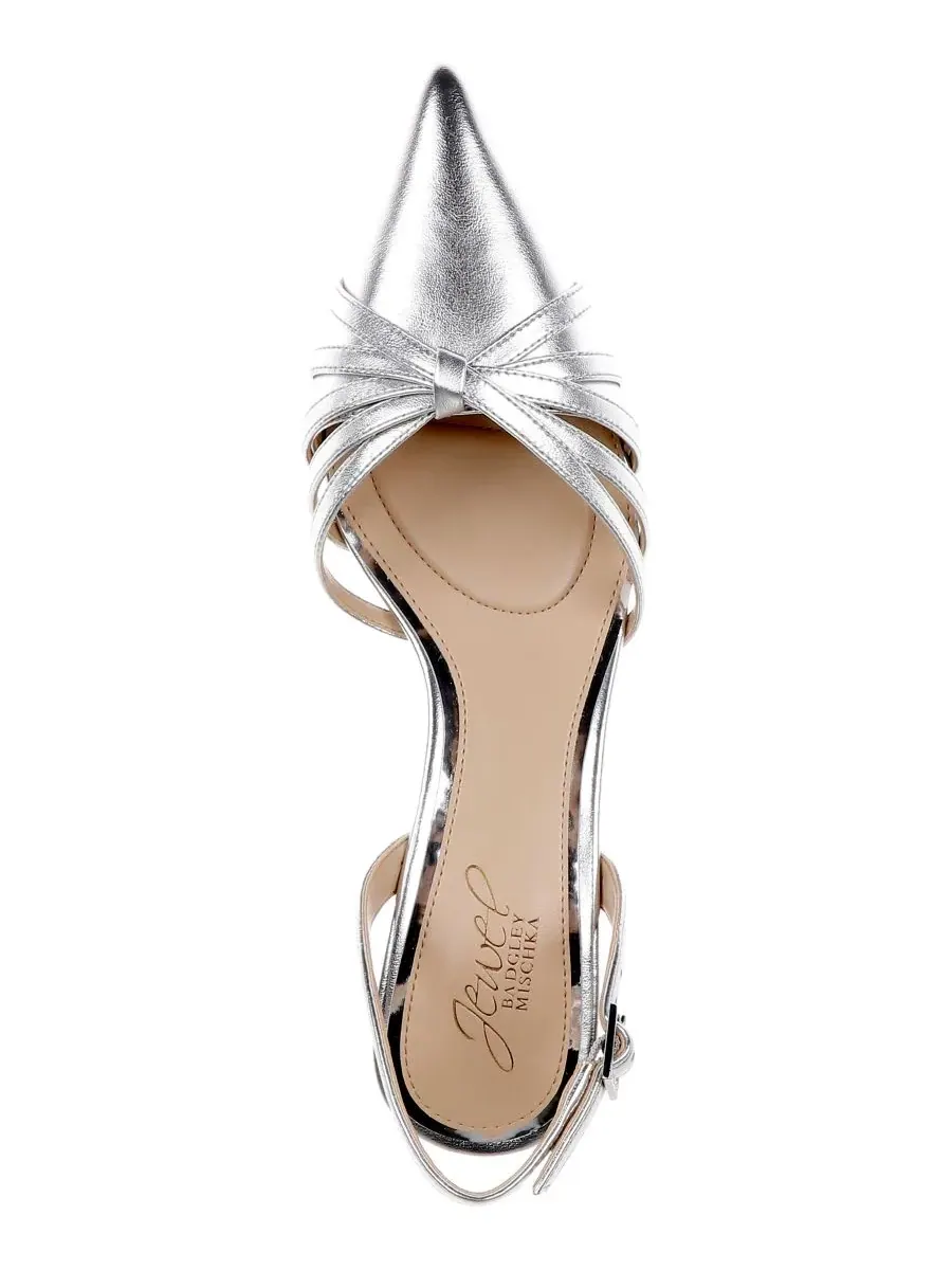 Женские туфли-лодочки Patricia II с открытой пяткой Jewel Badgley Mischka, серебро leather — изображение 4 из 5, серебристый