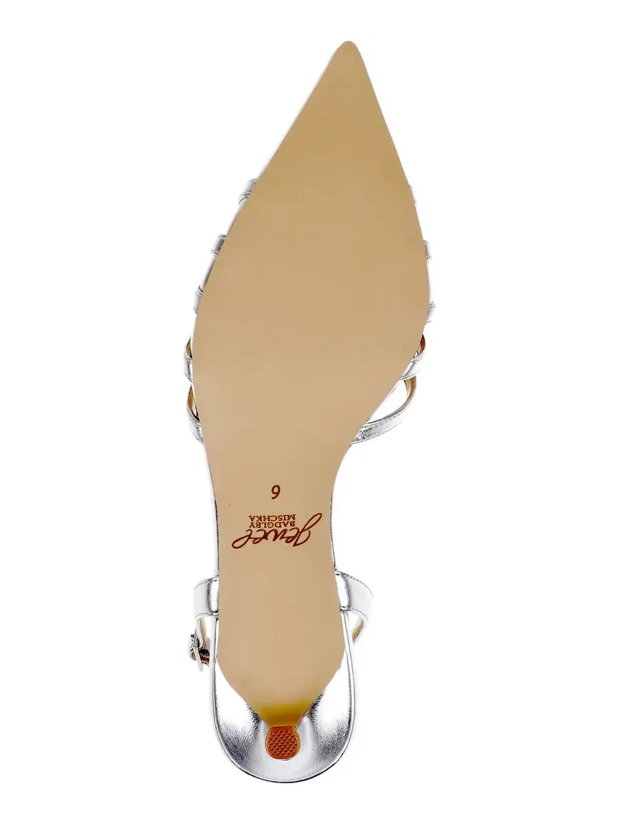 Женские туфли-лодочки Patricia II с открытой пяткой Jewel Badgley Mischka, серебро leather — изображение 5 из 5, серебристый