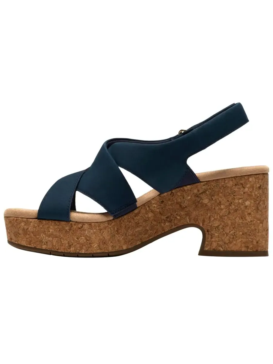 Сандалии женские Clarks Nerisa Grace на танкетке, темно-синий нубук — изображение 7 из 8