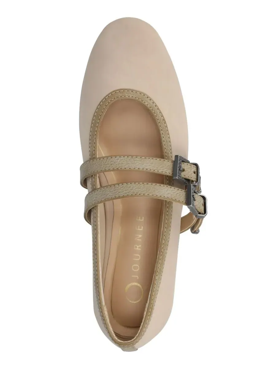 Женские балетки Florene Double Mary Jane Journee Collection — изображение 4 из 5, бежевый