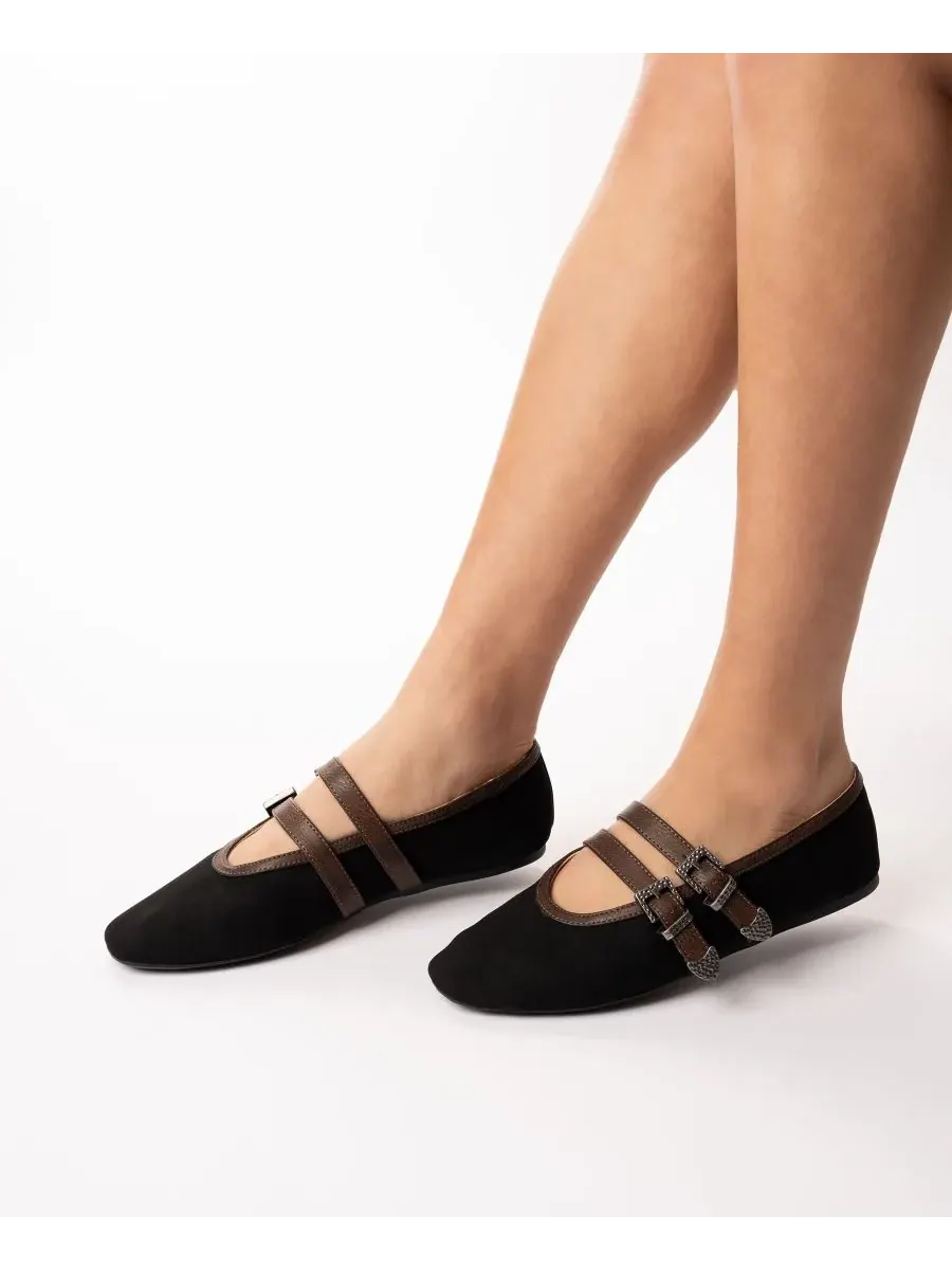 Женские балетки Florene Double Mary Jane Journee Collection — изображение 6 из 6, черный
