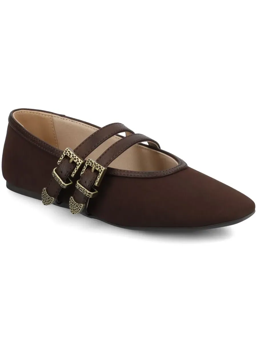 Женские балетки Florene Double Mary Jane Journee Collection — изображение 1 из 6, шоколад