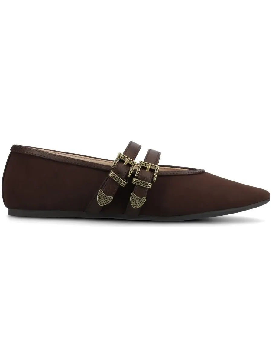 Женские балетки Florene Double Mary Jane Journee Collection — изображение 2 из 6, шоколад
