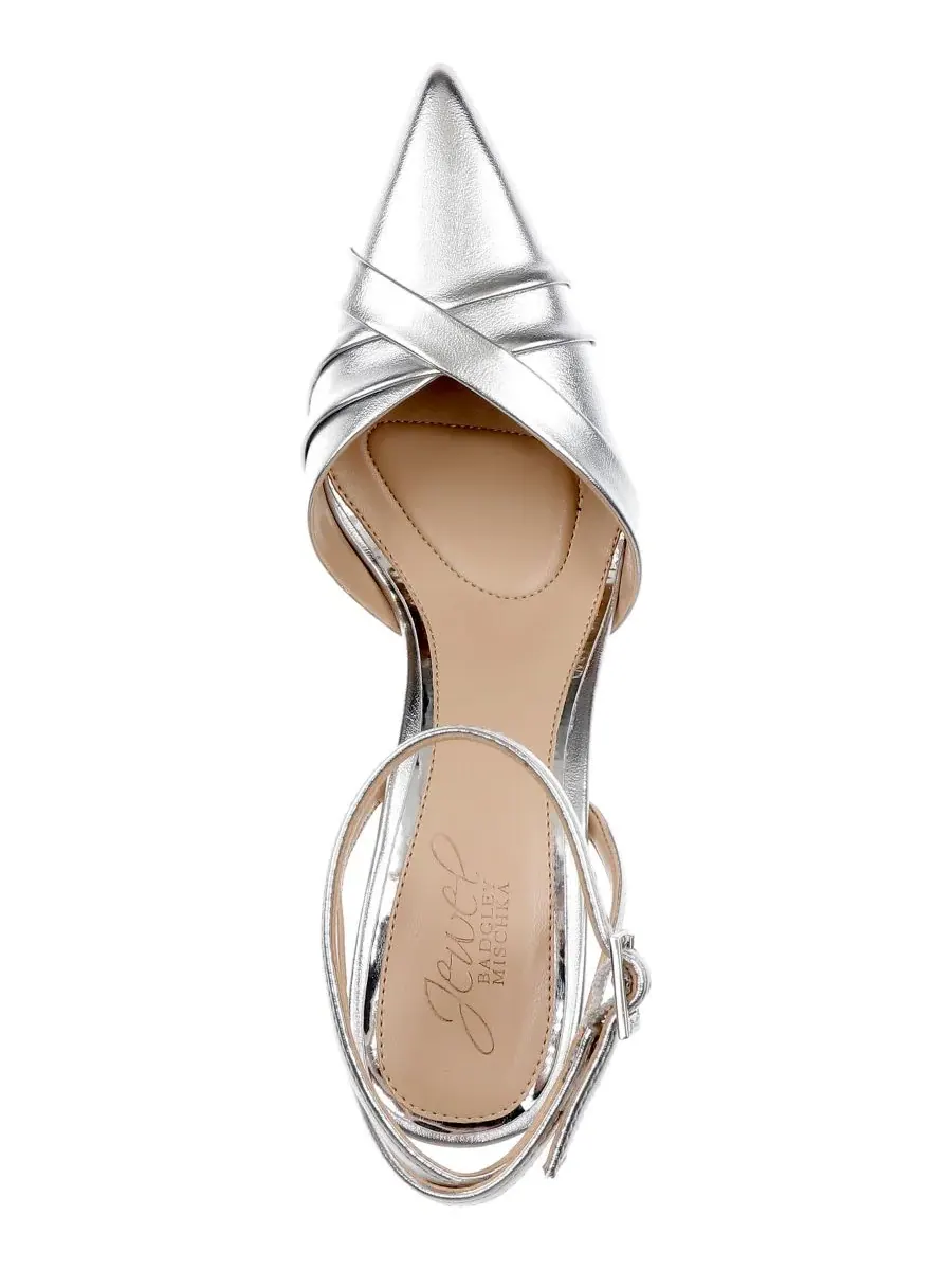 Jewel Badgley Mischka Женские вечерние туфли-лодочки Parklyn с острым носком — изображение 4 из 5, серебристый металлик