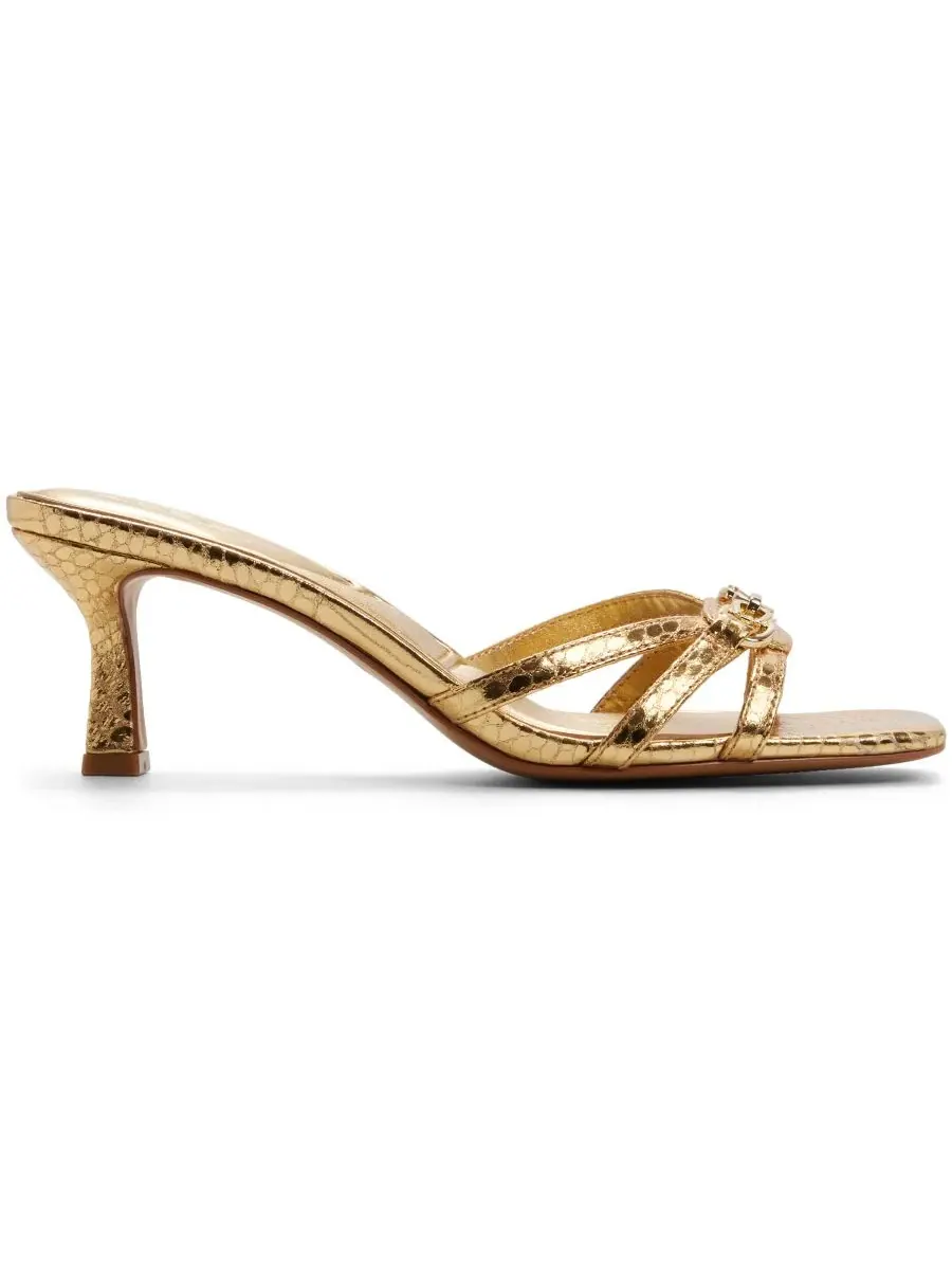 Женские сандалии-мюли Cordelyia без шнурков ALDO, embossed snake золото metallic — изображение 2 из 6, золотистый