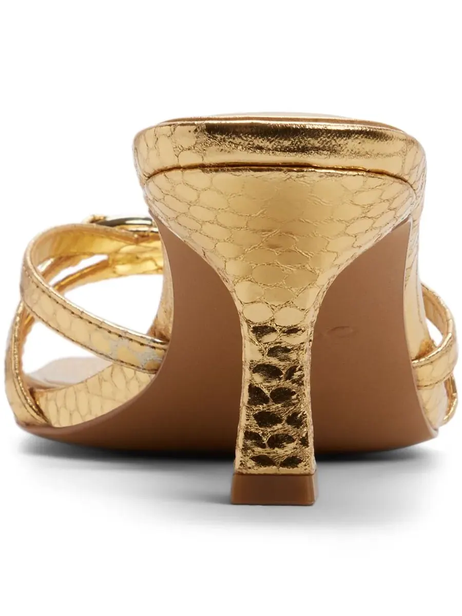 Женские сандалии-мюли Cordelyia без шнурков ALDO, embossed snake золото metallic — изображение 3 из 6, золотистый