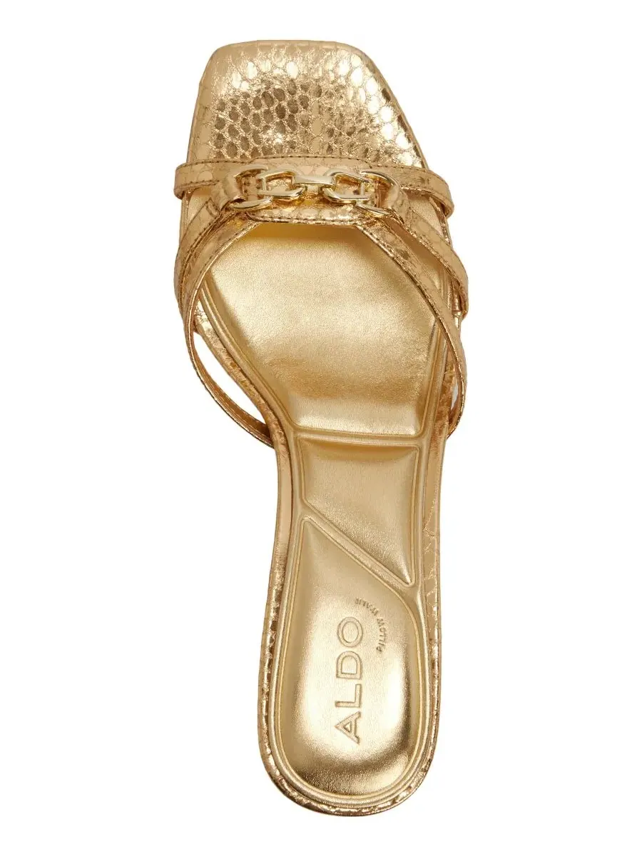 Женские сандалии-мюли Cordelyia без шнурков ALDO, embossed snake золото metallic — изображение 4 из 6, золотистый