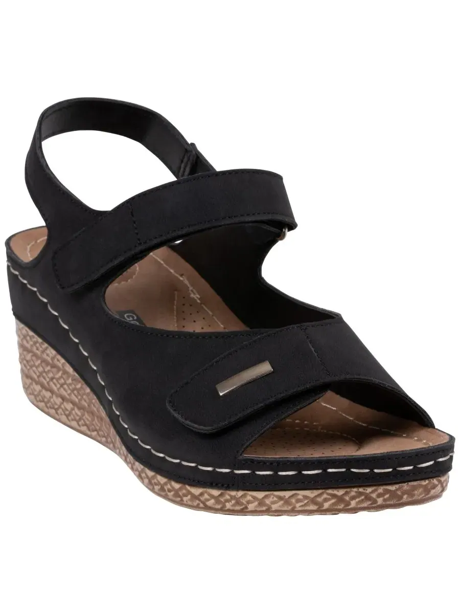 Женские босоножки Keltie на танкетке с двойным ремешком Gc Shoes — изображение 1 из 5, черный