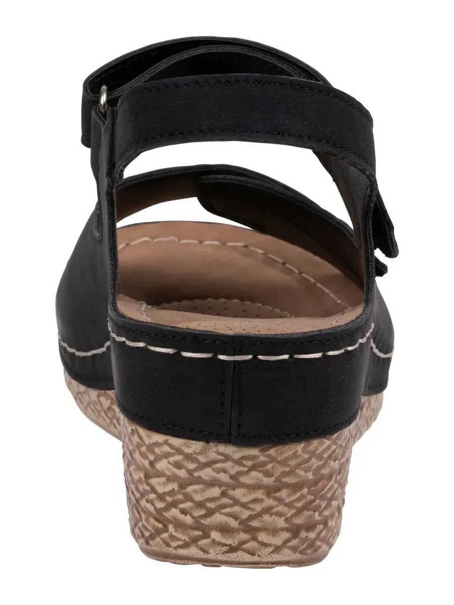 Женские босоножки Keltie на танкетке с двойным ремешком Gc Shoes — изображение 3 из 5, черный