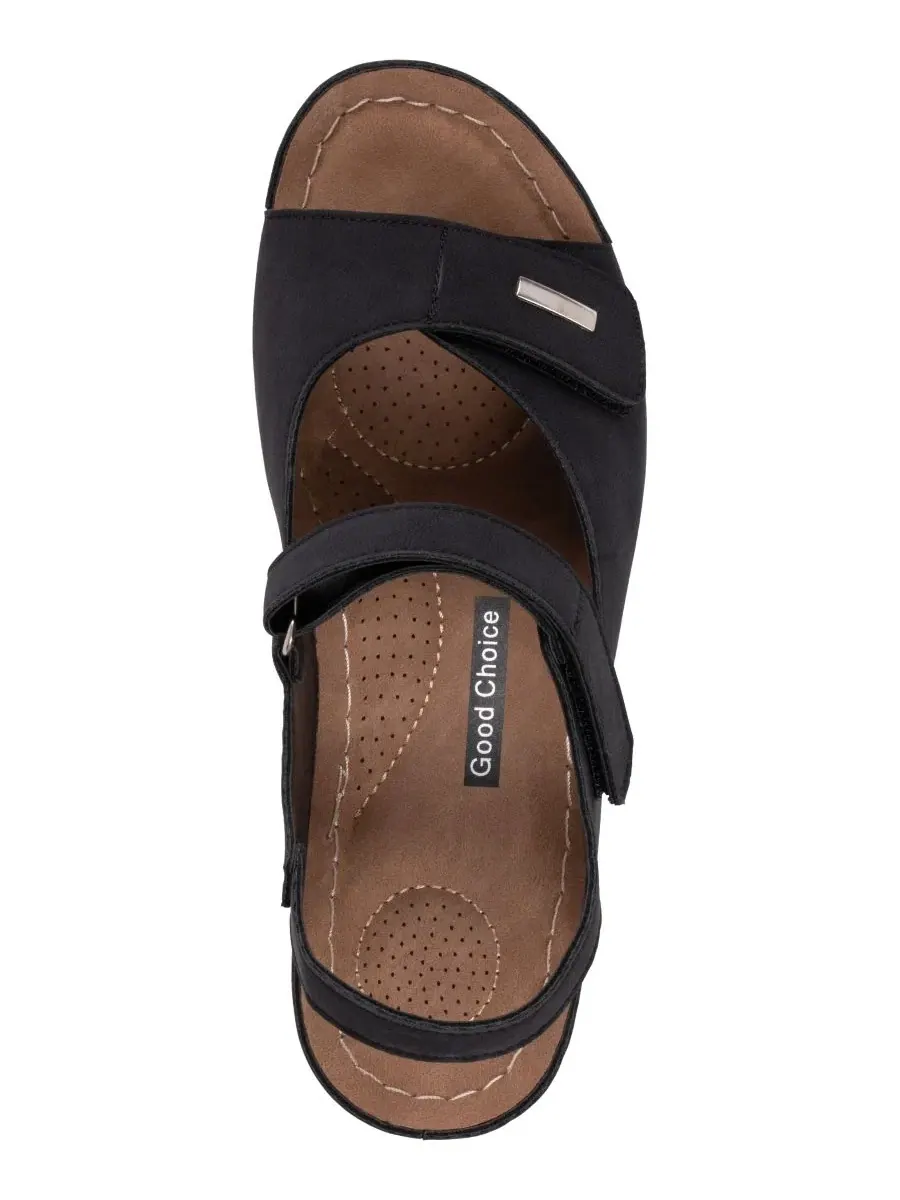 Женские босоножки Keltie на танкетке с двойным ремешком Gc Shoes — изображение 4 из 5, черный