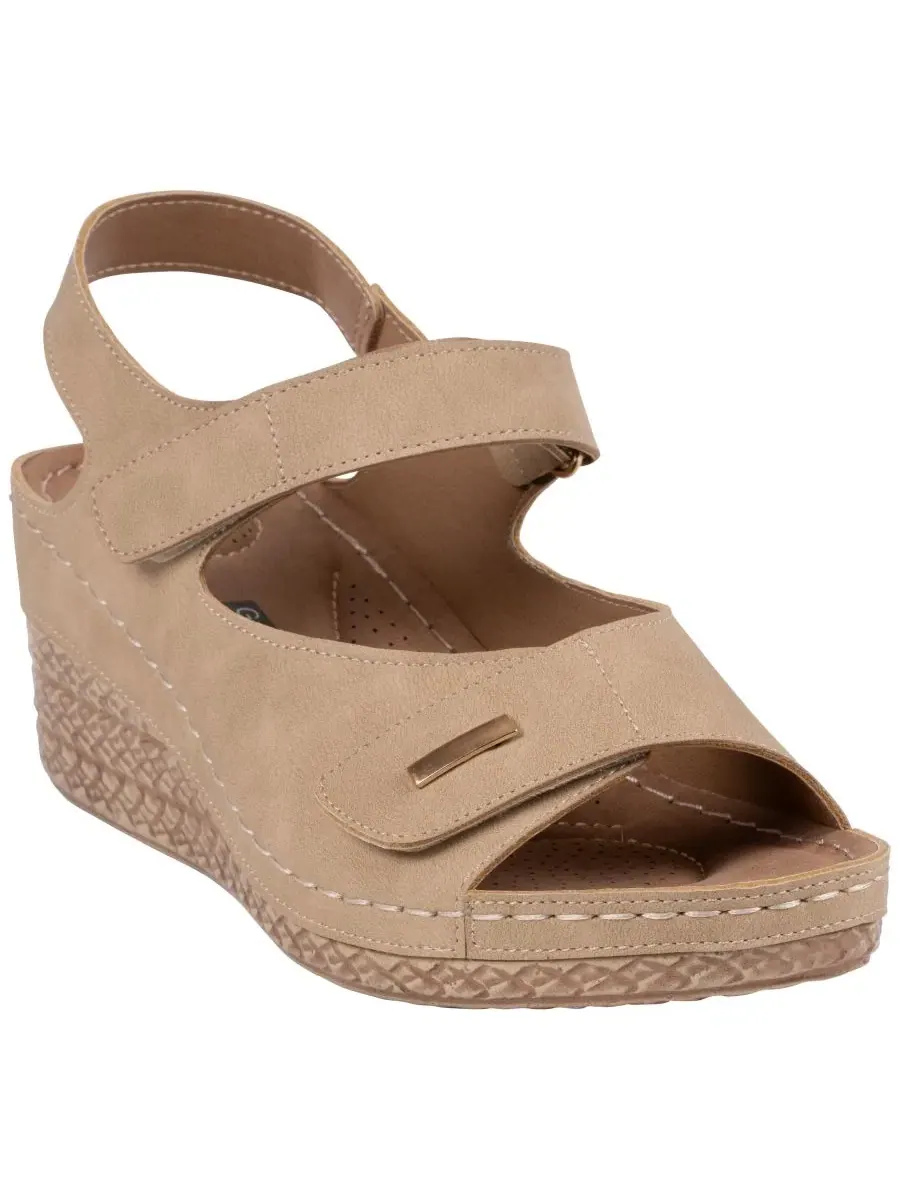 Женские босоножки Keltie на танкетке с двойным ремешком Gc Shoes — изображение 1 из 5, золото