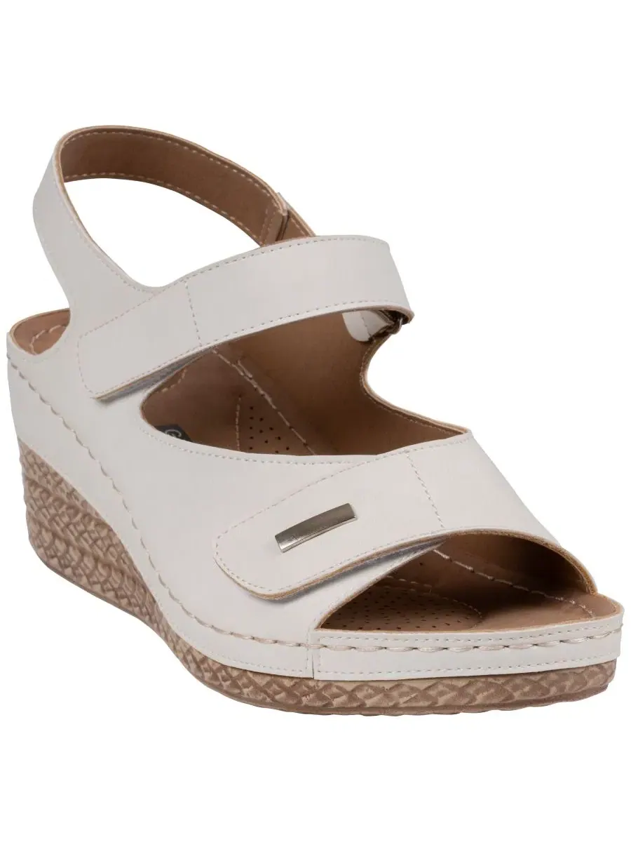 Женские босоножки Keltie на танкетке с двойным ремешком Gc Shoes — изображение 1 из 5, белый
