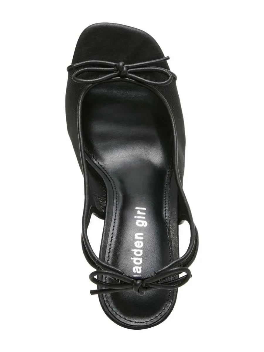 Босоножки на каблуке с открытым носком и бантом, модель Gala Slingback Madden Girl — изображение 4 из 7, черный