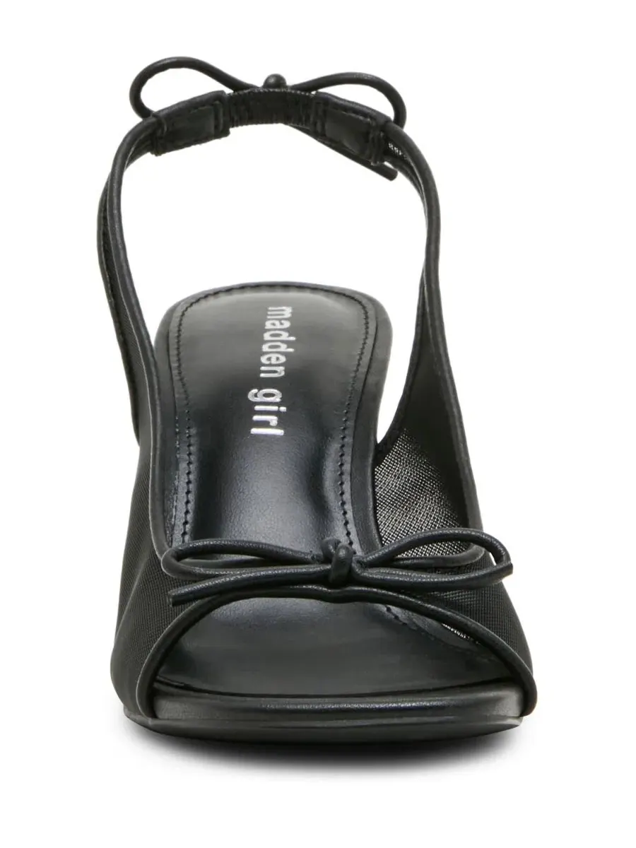 Босоножки на каблуке с открытым носком и бантом, модель Gala Slingback Madden Girl — изображение 6 из 7, черный