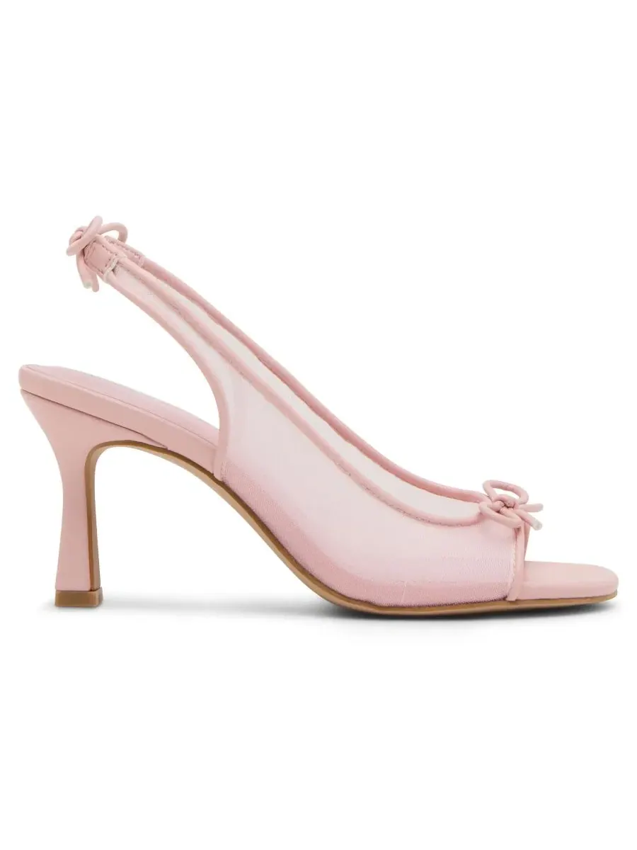 Босоножки на каблуке с бантом Gala Slingback Peep-Toe Bow Madden Girl — изображение 2 из 7, розовый