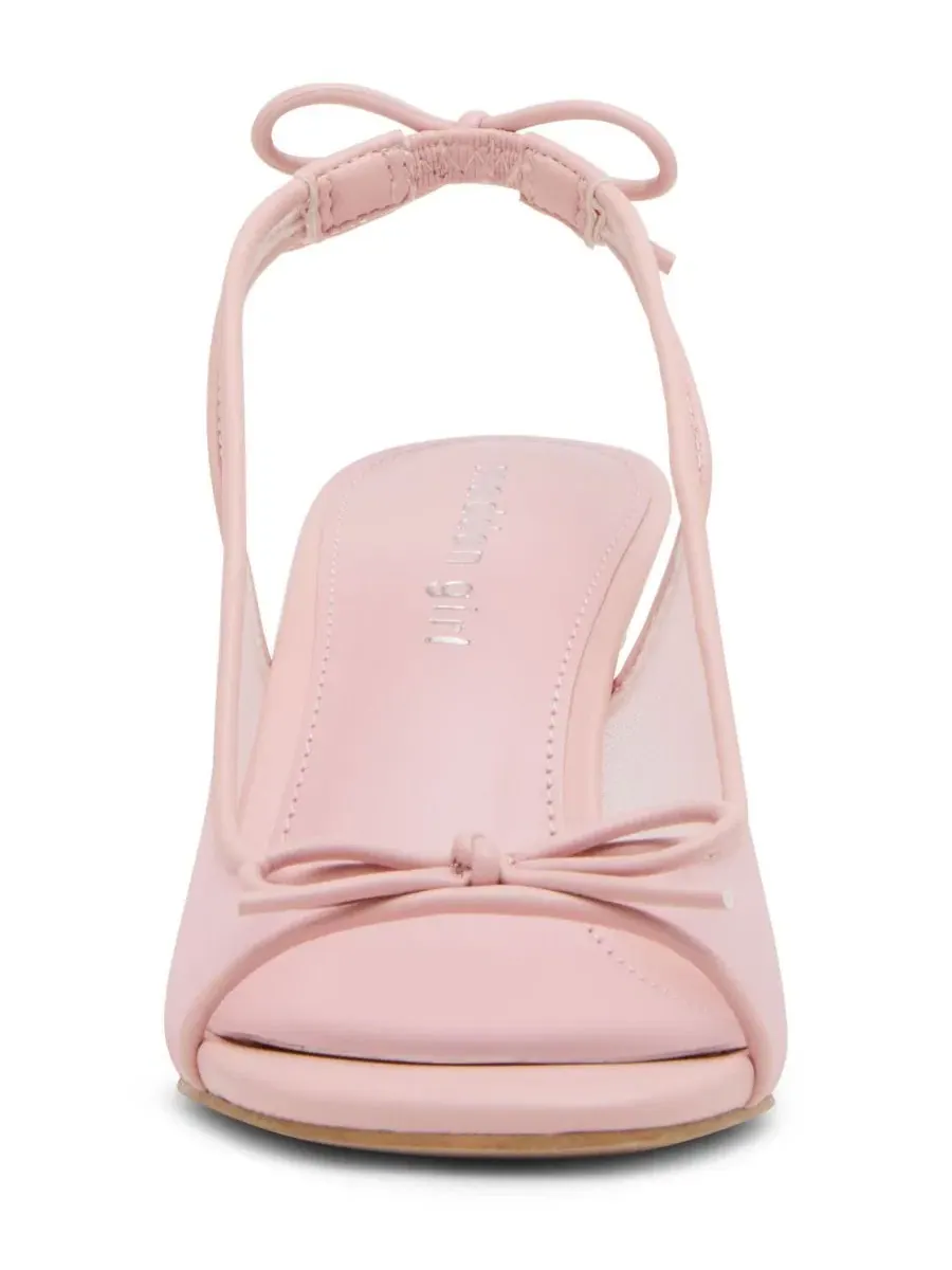 Босоножки на каблуке с бантом Gala Slingback Peep-Toe Bow Madden Girl — изображение 6 из 7, розовый