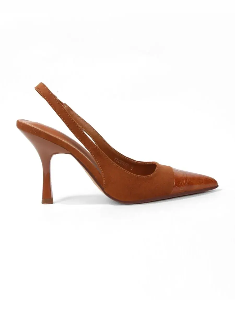 Туфли-лодочки Florrie Croco Toe Cap Faux Suede Slingbacks BERNESS — изображение 2 из 6, верблюжий