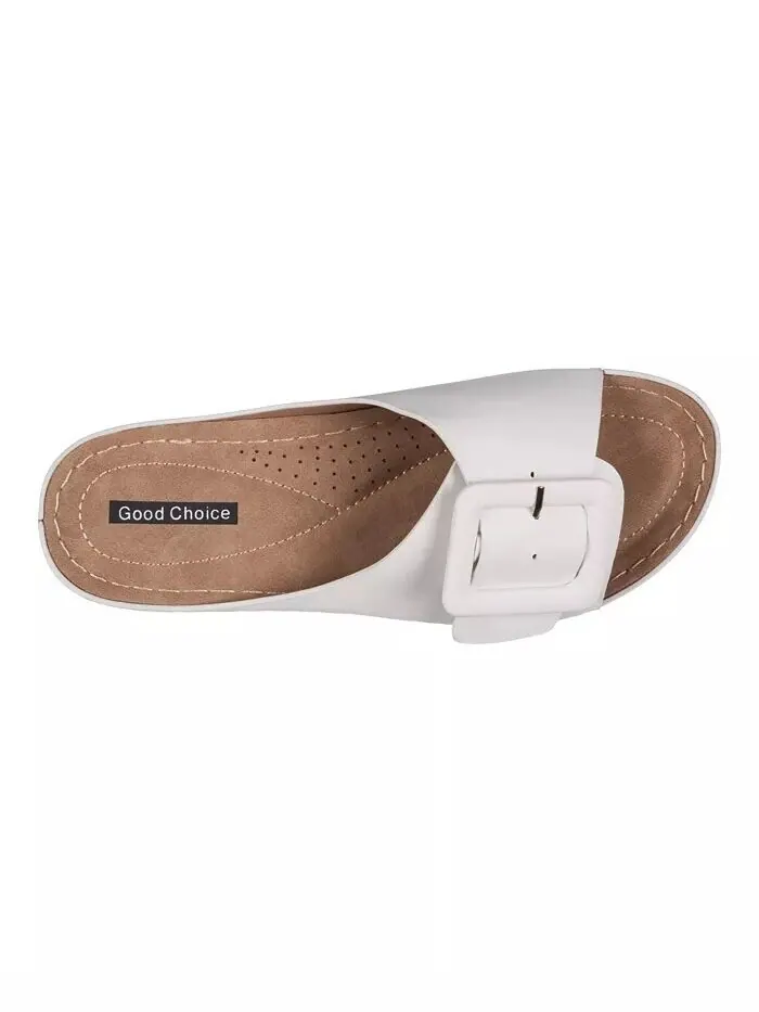Женские сандалии на плоской подошве с пряжкой Hamden Comfort GC Shoes — изображение 4 из 5, белый