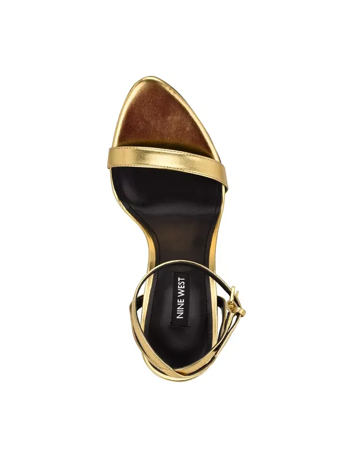 Женские босоножки Reina на шпильке с ремешком на щиколотке Nine West — изображение 4 из 9, золото